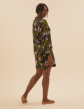Satin Floral Short Nightshirt