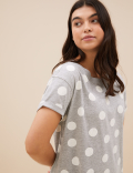 Cotton Rich Spot Print Short Nightdress