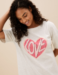 2pk Cotton Rich Heart Short Nightdresses