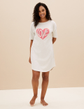 2pk Cotton Rich Heart Short Nightdresses