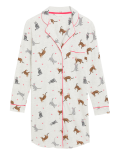 Cotton Rich Cat Print Short Nightshirt