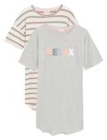 2pk Cotton Rich Printed Short Nightdresses