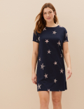 Pure Cotton Star Print Short Nightdress