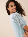 Pure Cotton Broderie Trim Short Nightdress