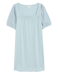 Pure Cotton Broderie Trim Short Nightdress