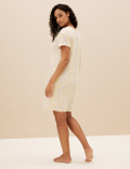 Pure Cotton Leaf Print Short Nightdress