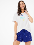 Cotton Is It Friday Yet Slogan Pyjama Top