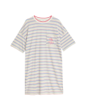 Cotton Modal Slogan Striped Nightdress