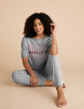 Cotton More Love Slogan Pyjama Top