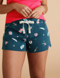 Pure Cotton Pool Print Pyjama Shorts