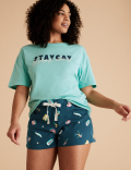 Pure Cotton Pool Print Pyjama Shorts