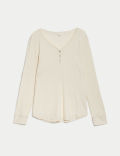 Cotton Ribbed Henley Top