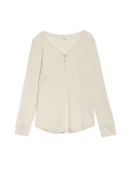 Cotton Ribbed Henley Top