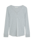 Cotton Ribbed Henley Top