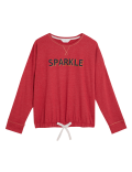 Cotton Sparkle Slogan Pyjama Top