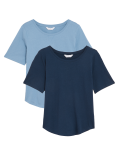 2pk Cotton Modal Pyjama Tops
