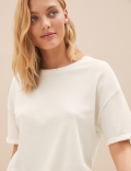 Cotton Blend Waffle Pyjama Top