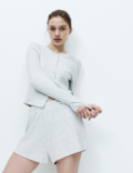 Cotton Rich Ribbed Pyjama Shorts