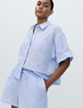 Pure Cotton Woven Striped Pyjama Shorts