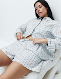 Pure Cotton Cambric Striped Pyjama Shorts