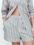 Pure Cotton Poplin Striped Pyjama Shorts