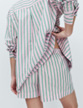 Pure Cotton Poplin Striped Pyjama Shorts