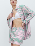 Pure Cotton Poplin Striped Pyjama Shorts
