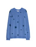 Star Print Crew Neck Long Sleeve Pyjama Top