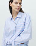 Pure Cotton Striped Cropped Pyjama Top