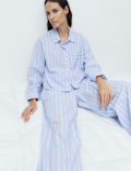 Pure Cotton Striped Cropped Pyjama Top