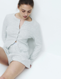Cotton Rich Ribbed Button Down Pyjama Top