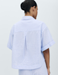 Pure Cotton Woven Stripe Collared Pyjama Top