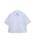 Pure Cotton Woven Stripe Collared Pyjama Top