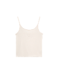 Cotton Blend Pointelle Lace Trim Cami Top