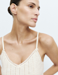 Slub Pointelle Lace Cami Pyjama Top