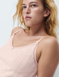 Slub Pointelle Lace Cami Pyjama Top