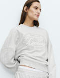 Cotton Rich Embroidered Loopback Sweatshirt