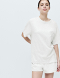 Pure Cotton Embroidered Slogan Pyjama Top