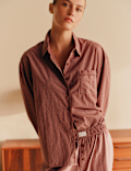 Pure Cotton Poplin Striped Pyjama Shirt