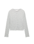 Cotton Blend Pointelle Lounge Cardigan