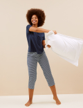 Pure Cotton Striped Cropped Pyjama Set