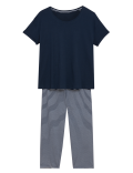 Pure Cotton Striped Cropped Pyjama Set