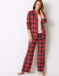 Fleece Checked Long Sleeve Pyjama Set