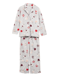 Fleece Cat Print Pyjama Set