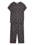 Cotton Star Print Cropped Pyjama Set
