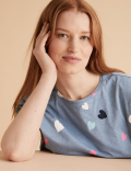 Cotton Rich Heart Print Pyjama Set