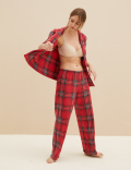 Fleece Checked Rever Collar Pyjama Set