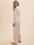 Fleece Checked Rever Collar Pyjama Set