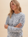 Fleece Star Print Cuffed Pant Pyjama Set