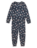 Fleece Printed Cuffed Pant Pyjama Set